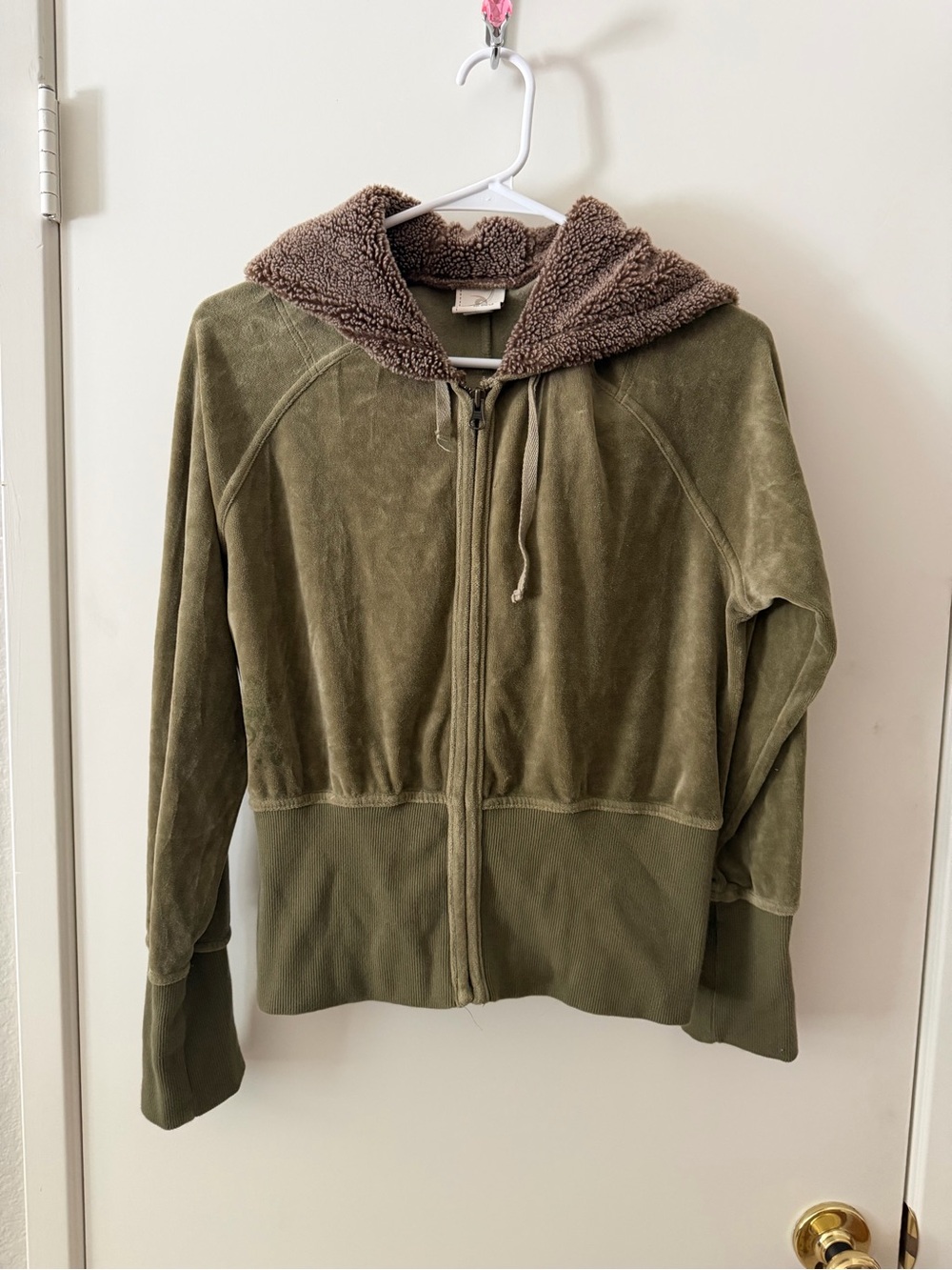 Rip Curl Olive Green Zip-Up Hoodie with Sherpa Lined Hood